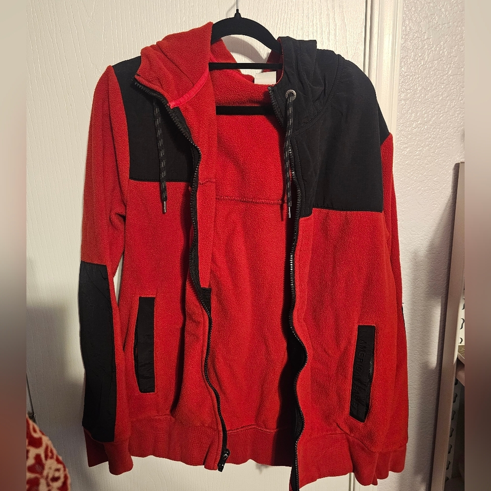American Eagle Outfitters Red Fleece Jacket